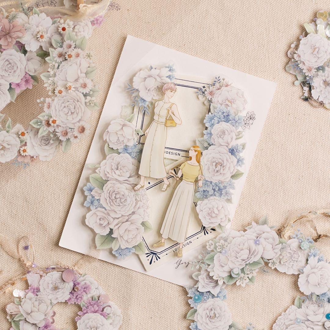 loidesign《玉香 - 白玫瑰》海外マスキングテープ　マステ 【1348】