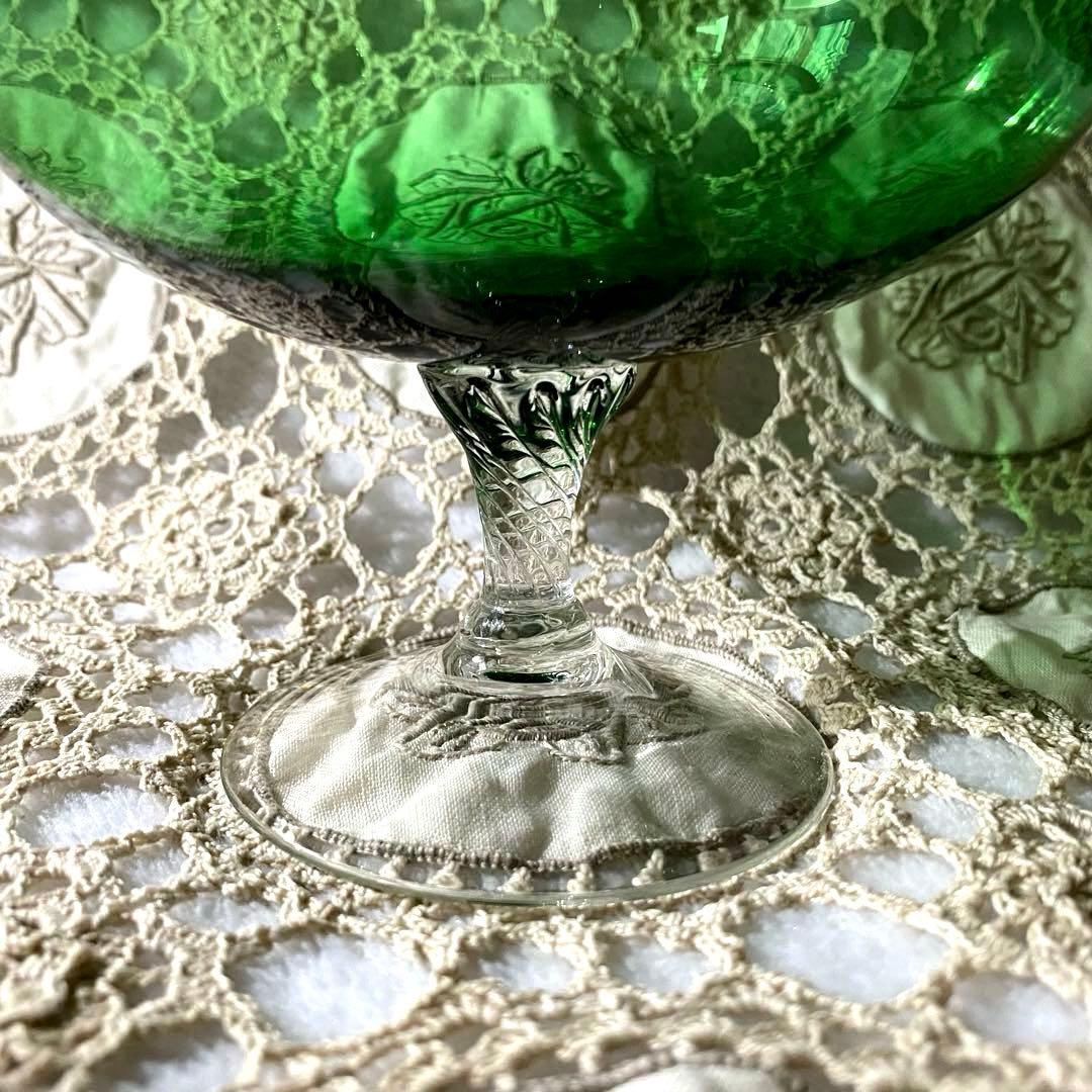 魔女の薬瓶　ヴィンテージ・エンポリベルデガラス　ボンボニエール・キャンディポット