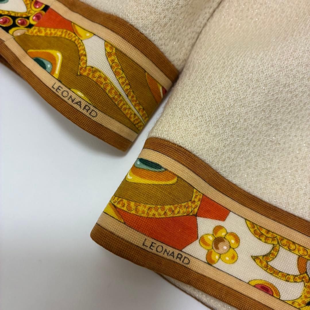 LEONALD レオナール☆微ラメノーカラージャケット 13号 Vネック