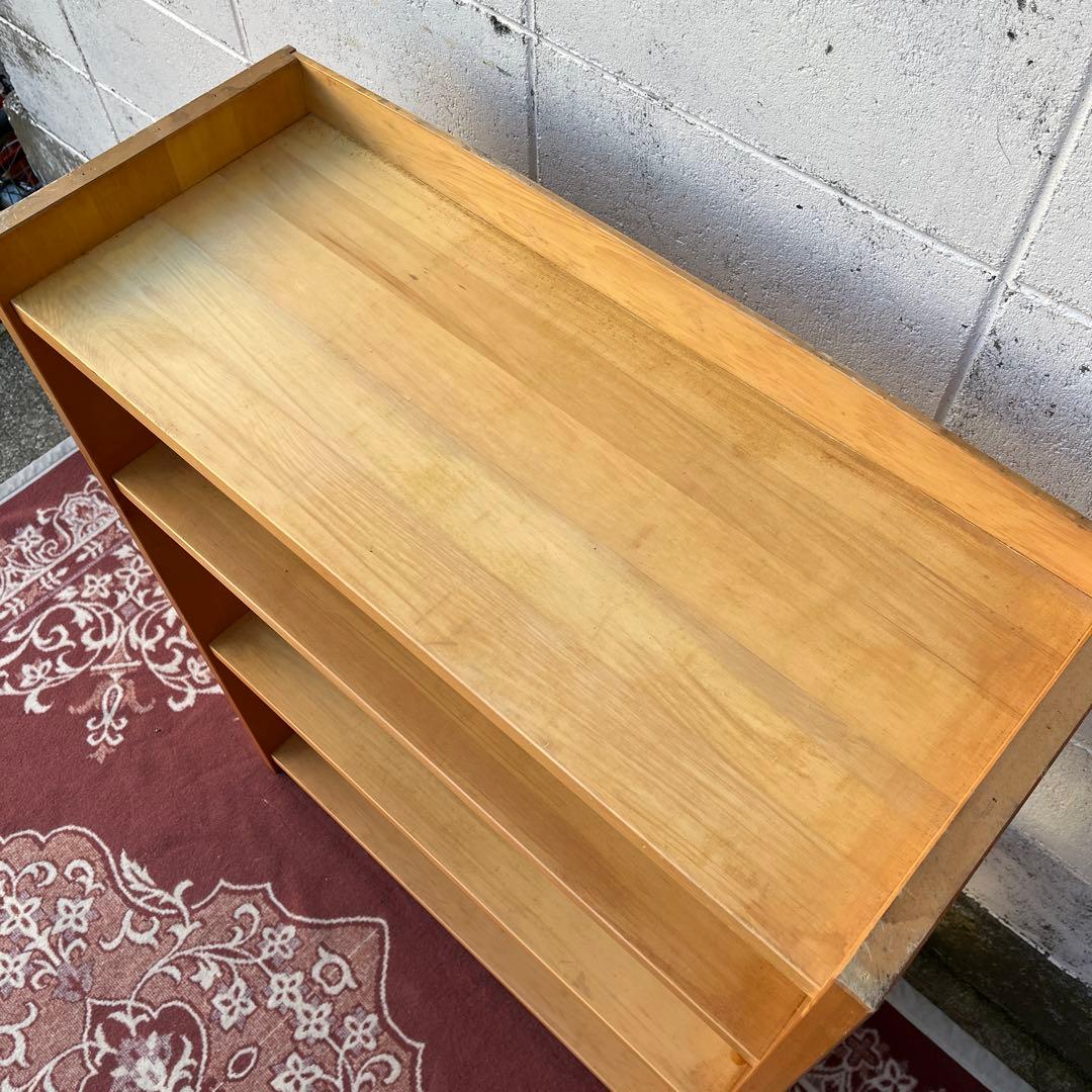 古家具ビンテージ品◾️木製無垢材 三段 ブックシェルフ 本棚 オープンラック