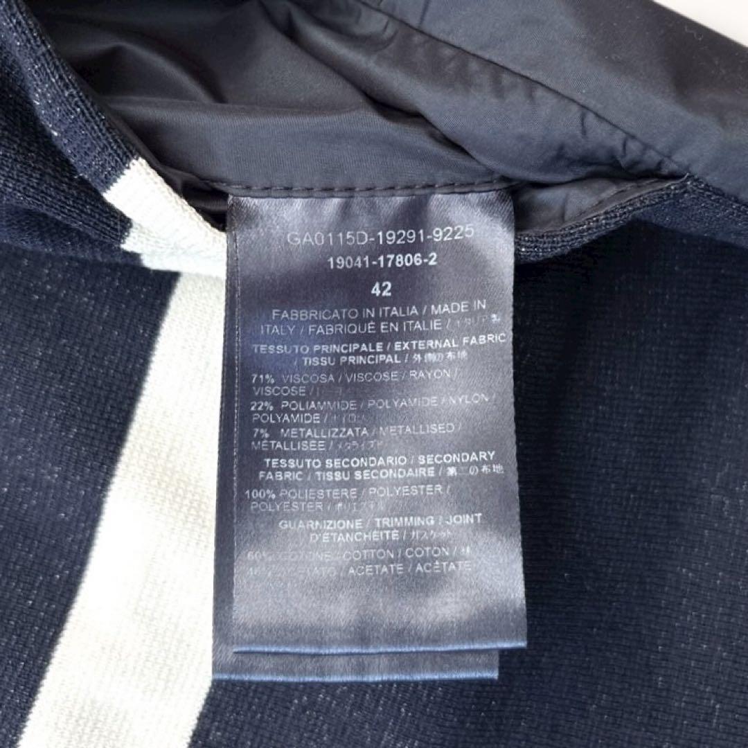 美品♪ヘルノ L ノーカラージャケット 切り替え ボーダー ネイビー ホワイト