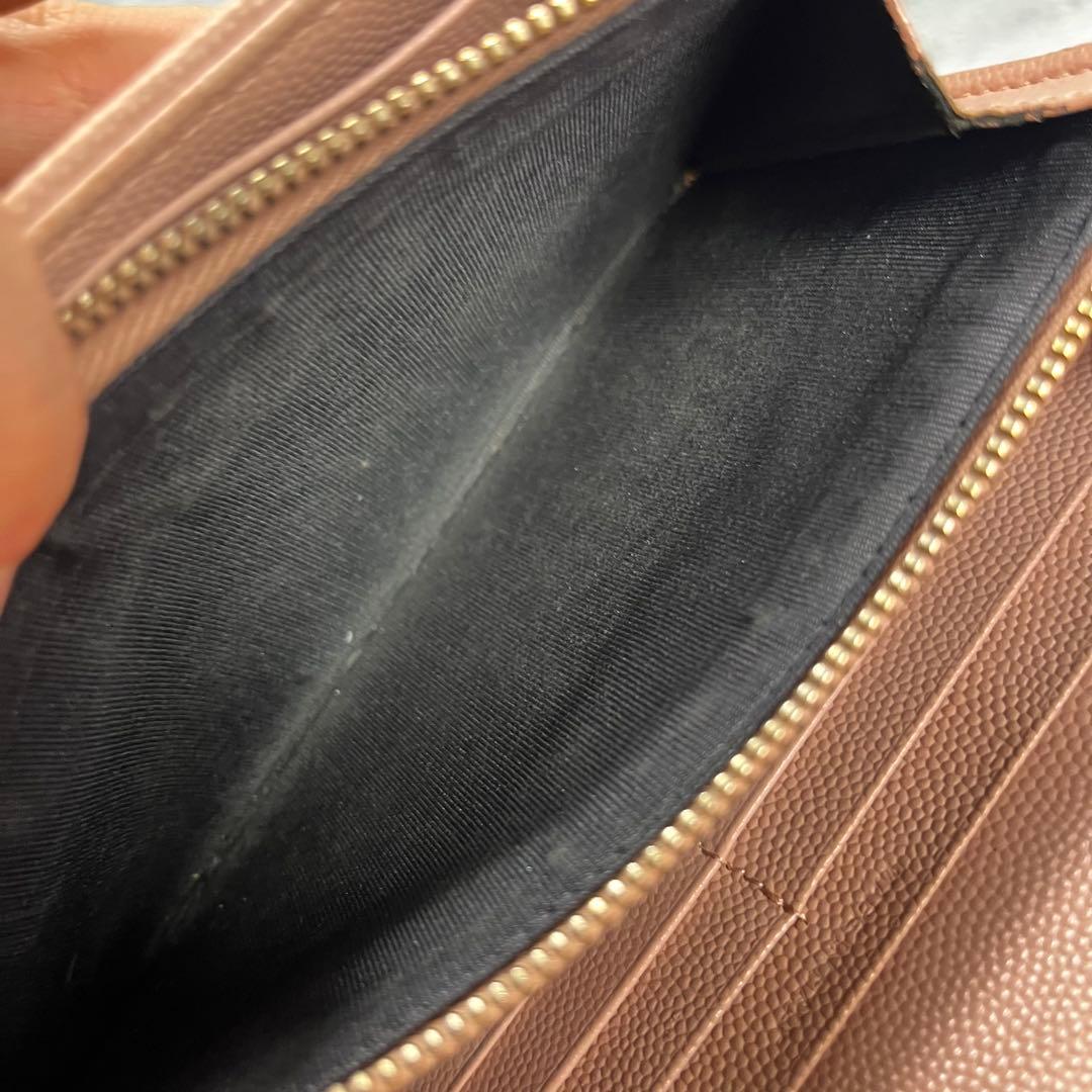 Saint Laurent カサンドラ 長財布 ピンクベージュ キャビアスキン
