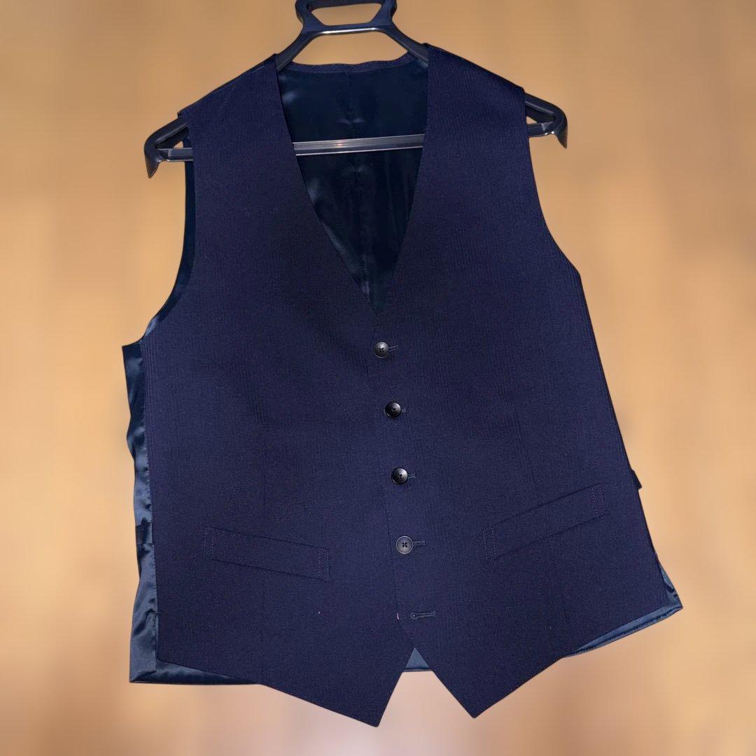 【極美品】ジョンピアース スリーピース スーツ A6 濃紺 シャワークリーン