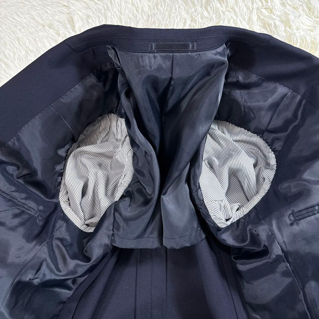 【イタリア生地】オンリー レダ スリーピーススーツ 無地 ネイビー 170Y