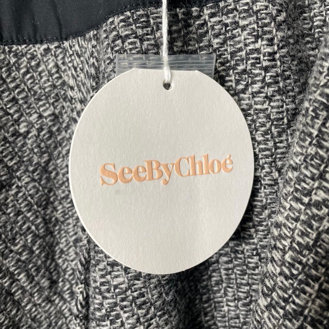 【新品タグ付き】SeeByChloe ニットポンチョコート ウール グレー