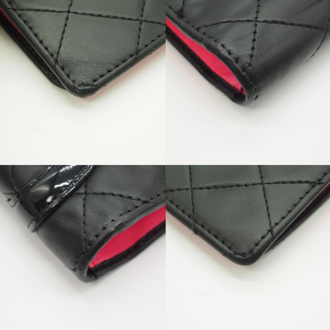 【かつ】CHANEL シャネル カンボンライン 長財布 黒×ピンク