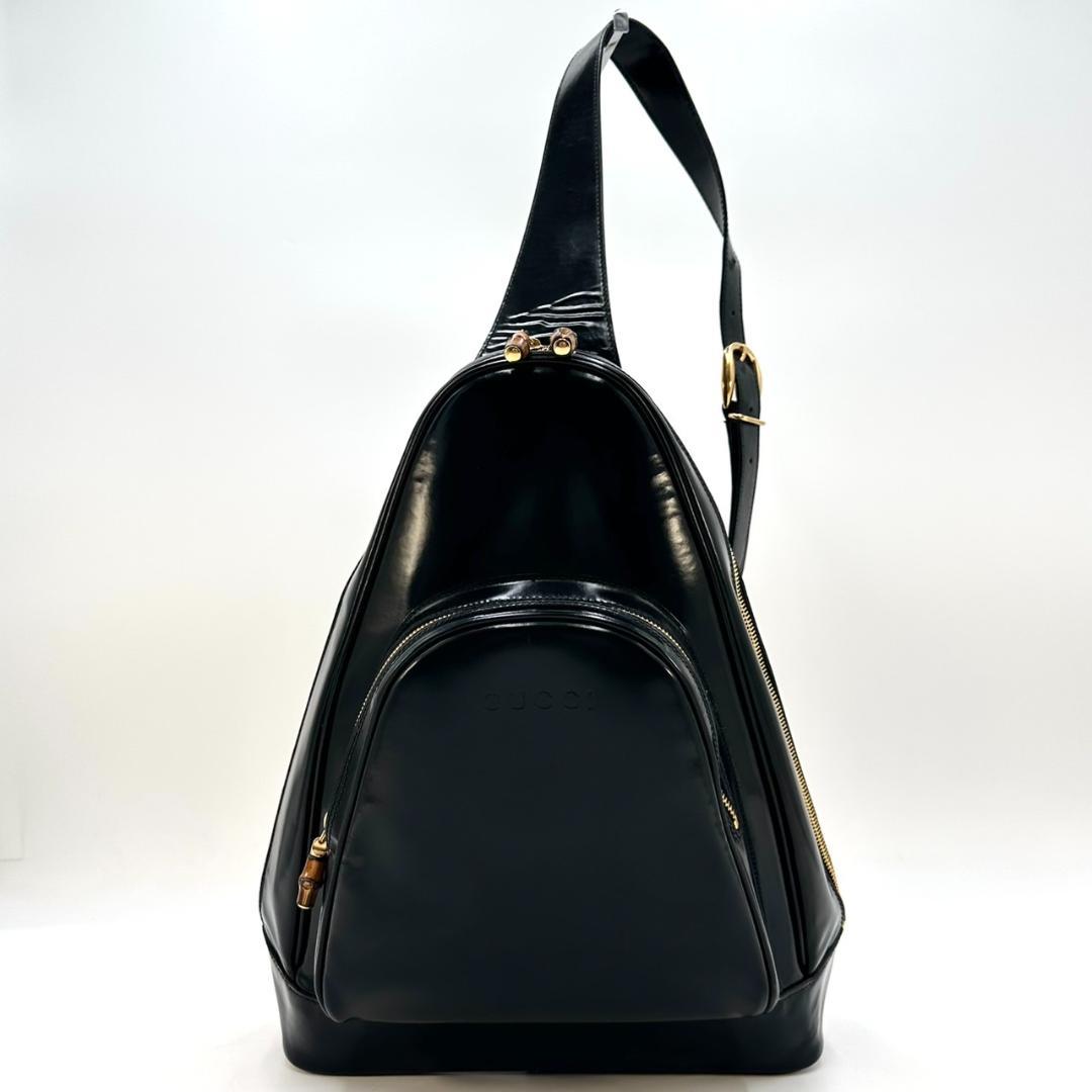 GUCCI グッチ ショルダーバッグ ボディバッグ レザー ブラック バンブー