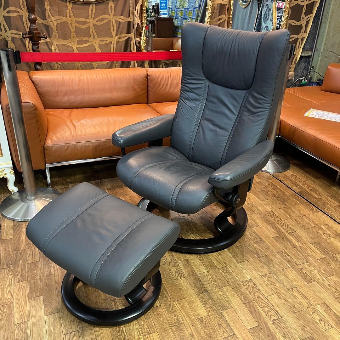 エコーネス ストレスレス ウィング チェア＆オットマン Mサイズ 美品 戸塚店