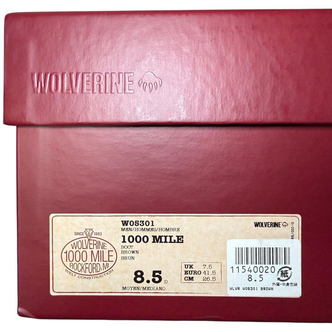 WOLVERINE 1000マイルブーツ W05301 茶 26.5