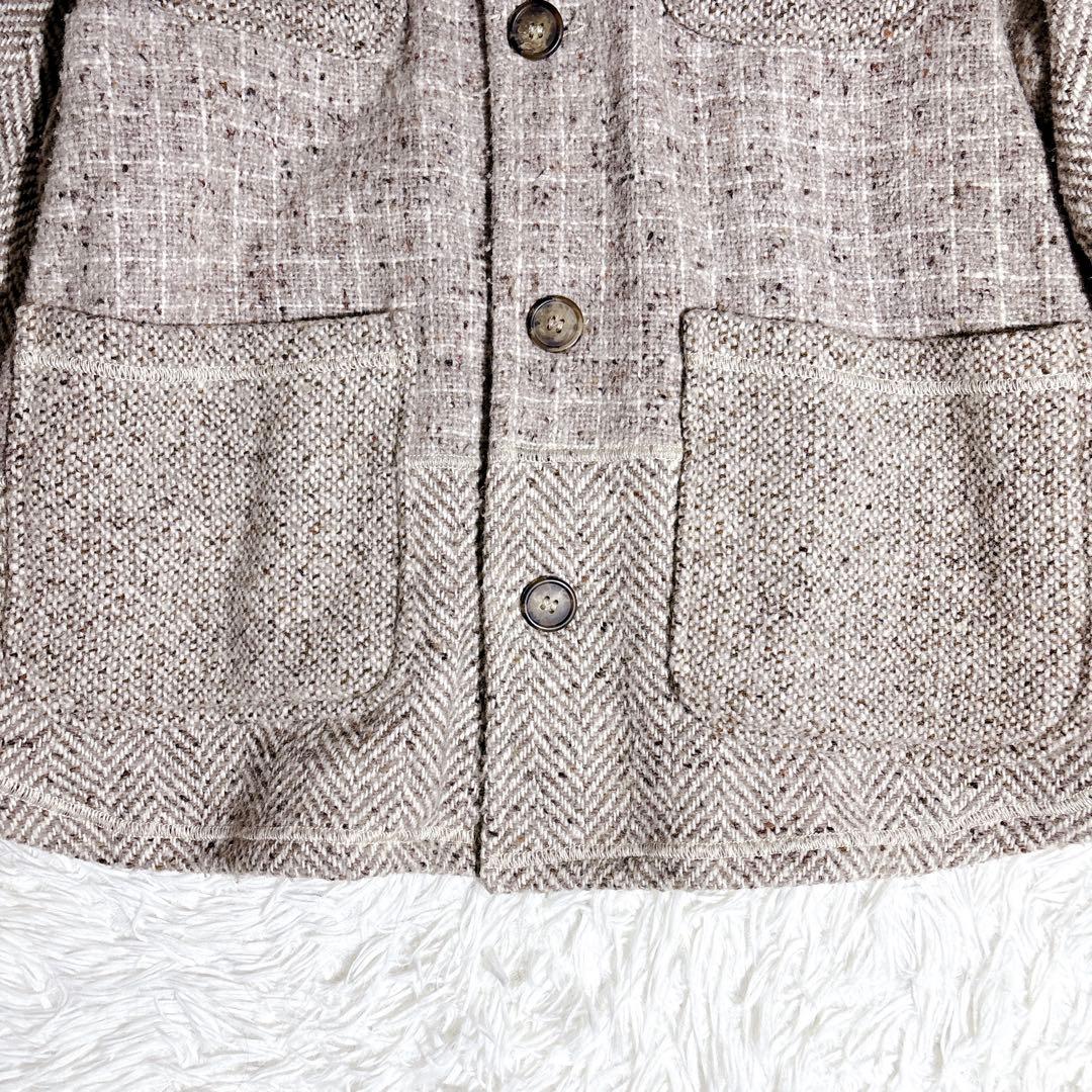 希少 イタリア製 ヘリンボーン ツイード ジャケット L ワーク 一点物