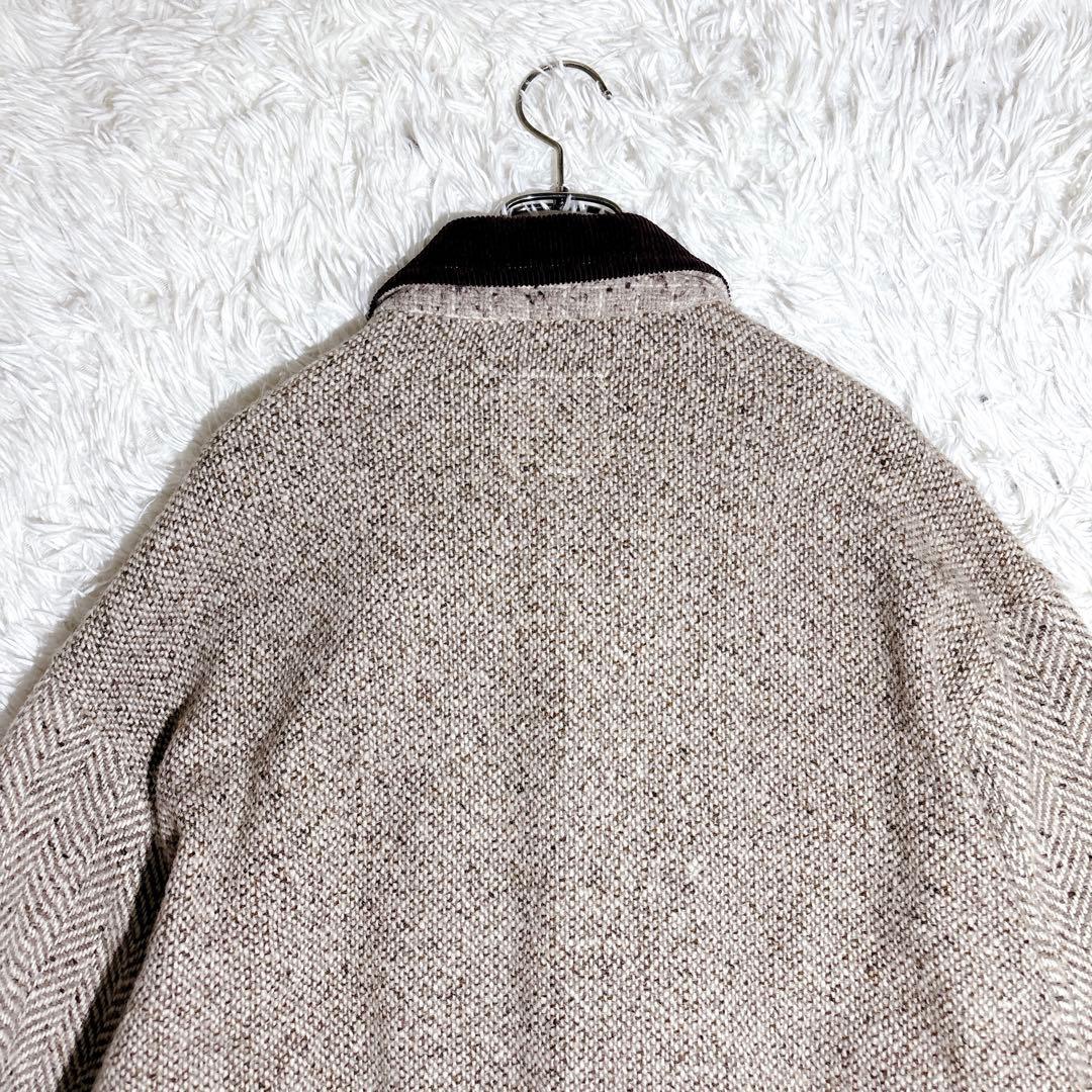 希少 イタリア製 ヘリンボーン ツイード ジャケット L ワーク 一点物