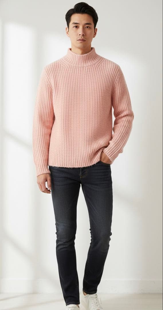 美品✨オーラリー　ウールキャメル モックネック リブニットプルオーバー