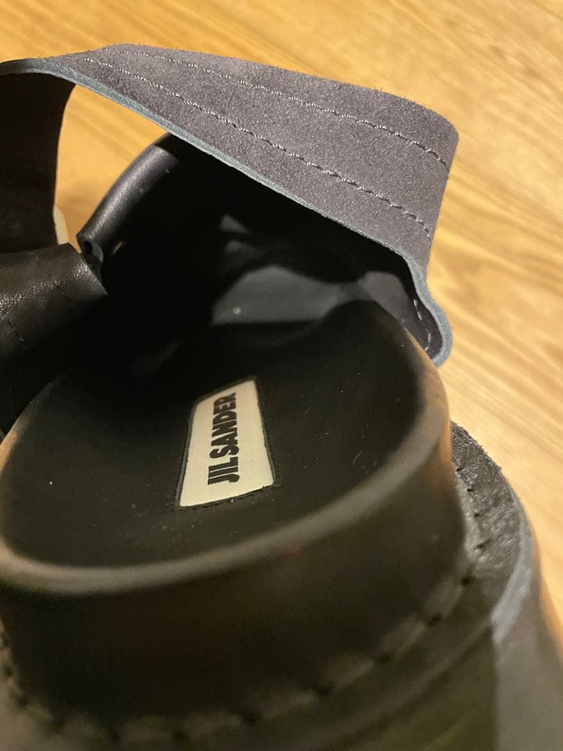 ジルサンダー サンダル 42 SUEDE REVERSED ブラック 厚底 黒