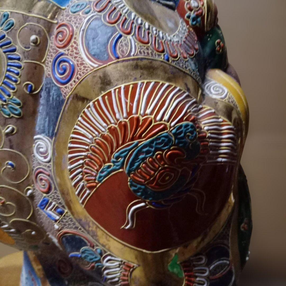 九谷焼　縁起物　特大　笑顔の福の神像 陶器製 45cm　アンティーク