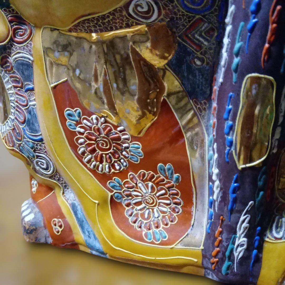 九谷焼　縁起物　特大　笑顔の福の神像 陶器製 45cm　アンティーク