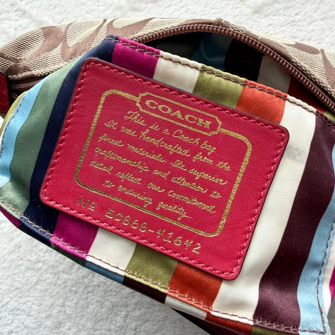 COACH シグネチャー 赤red ワンショルダー アクセサリーポーチ41642