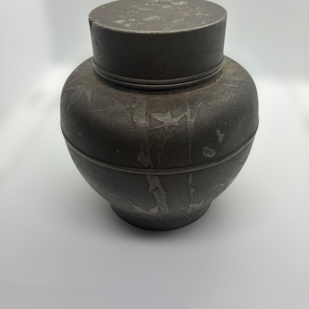 中国美術 煎茶 唐物 古錫 茶入 萬壽堂造　時代物 古美術