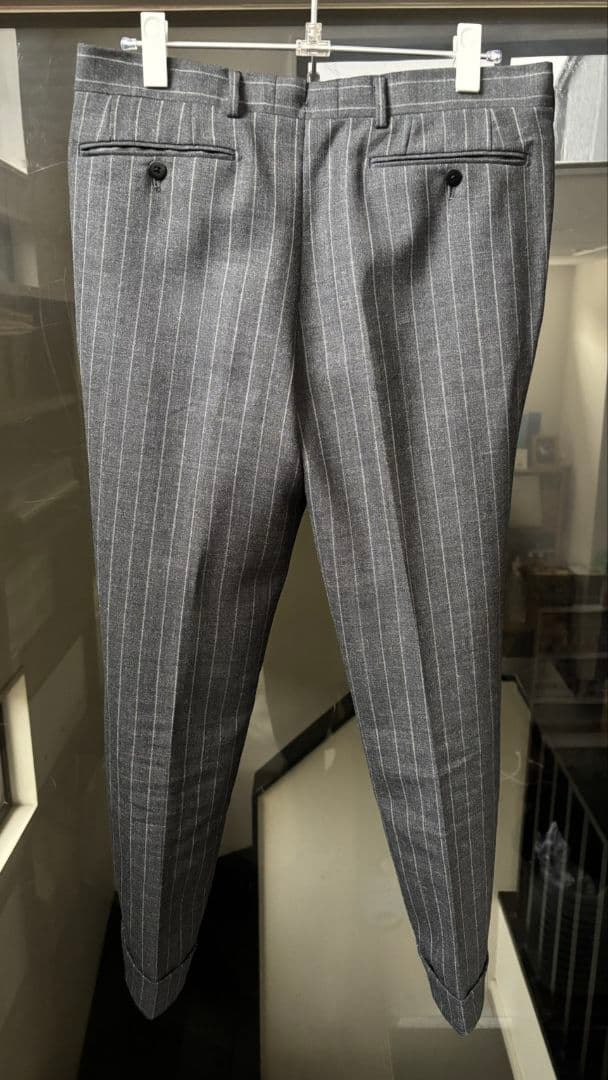 【美品】ビームスエフ Savile Clifford グレー ストライプスーツ