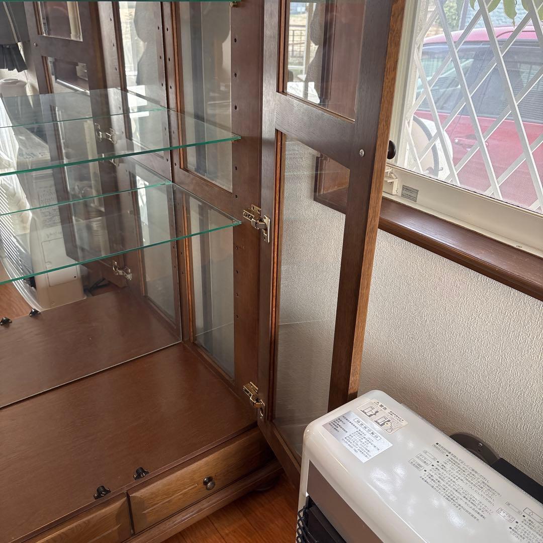 高級家具　passionブランド　縦型　カップポード　飾り棚照明付　背面鏡棚5