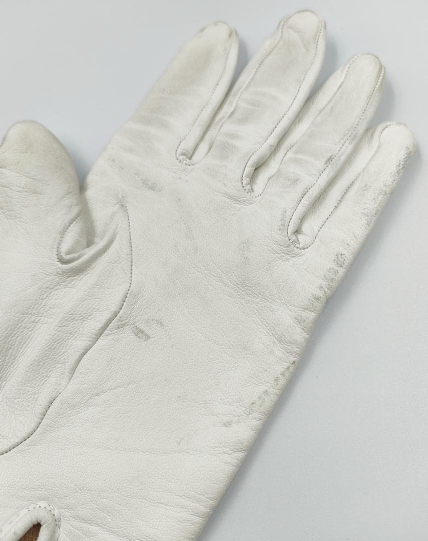 HERMES エルメス レザーグローブ 手袋 7 1/2 ホワイト 白