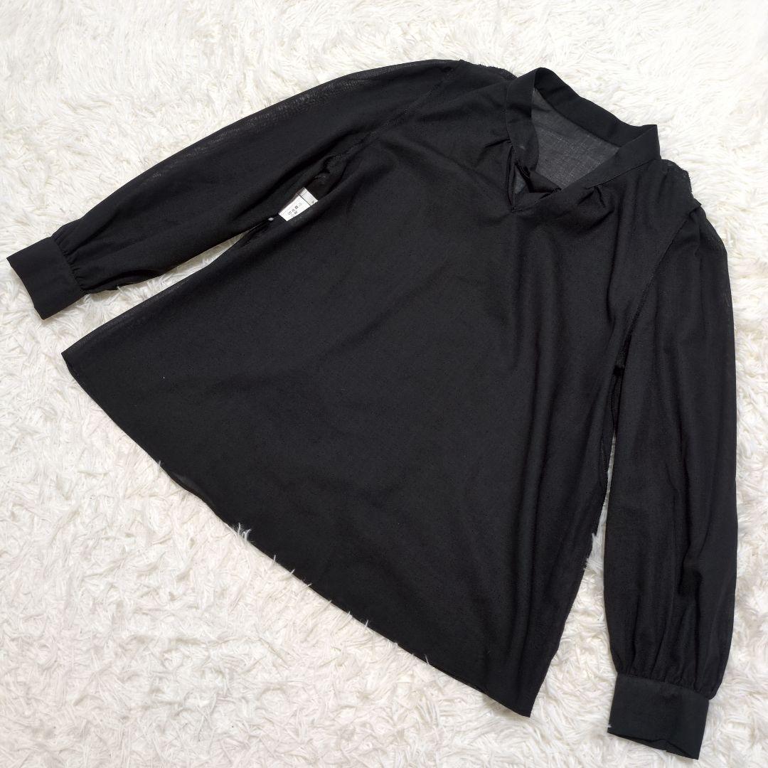 美品【アナイ】ANAYI 黒 ボウタイブラウス 38(M) 透け感 日本製