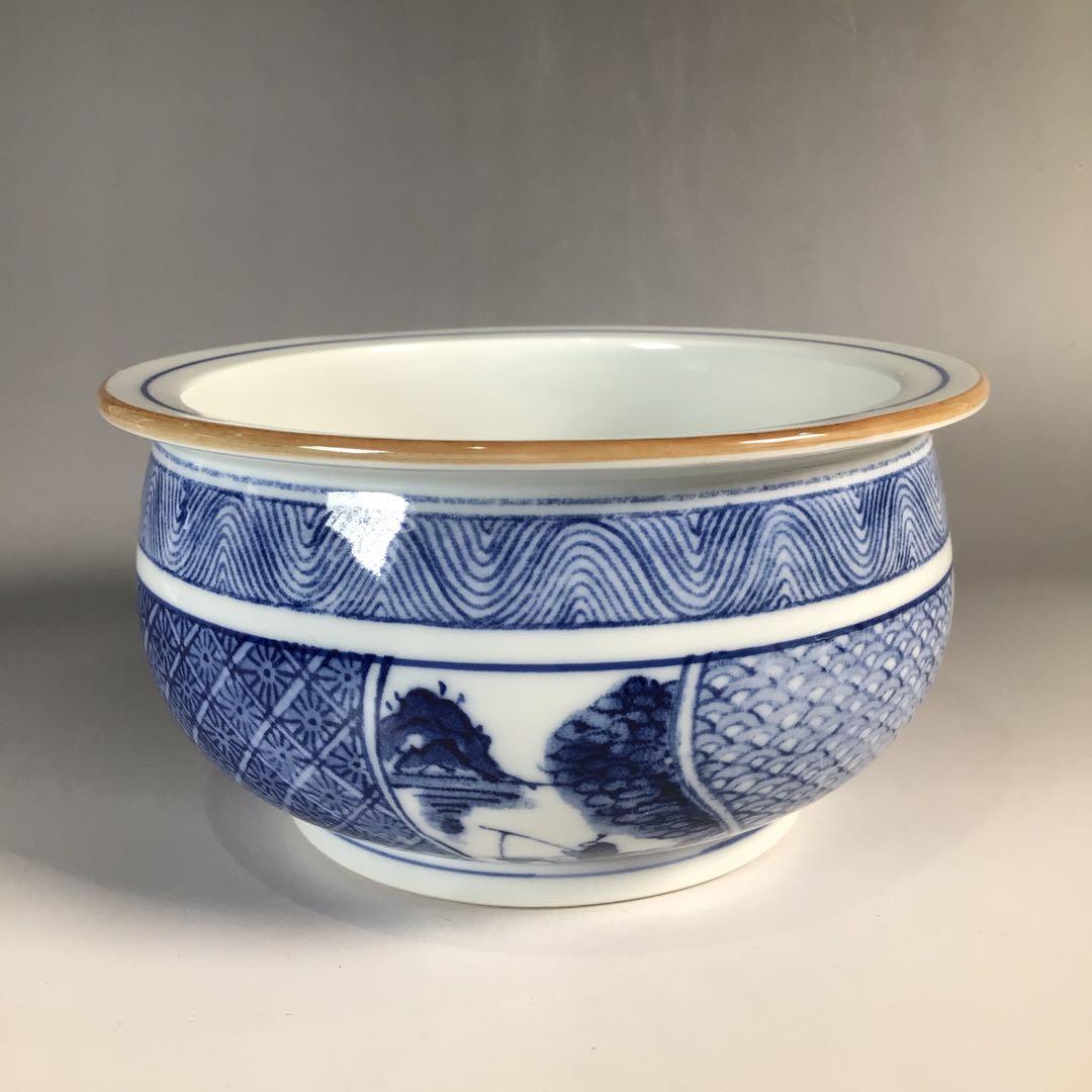 Ｎ３９１　皆具　『京焼　貴山造』『染付祥瑞文』『水指　建水　蓋置　杓立』　共箱