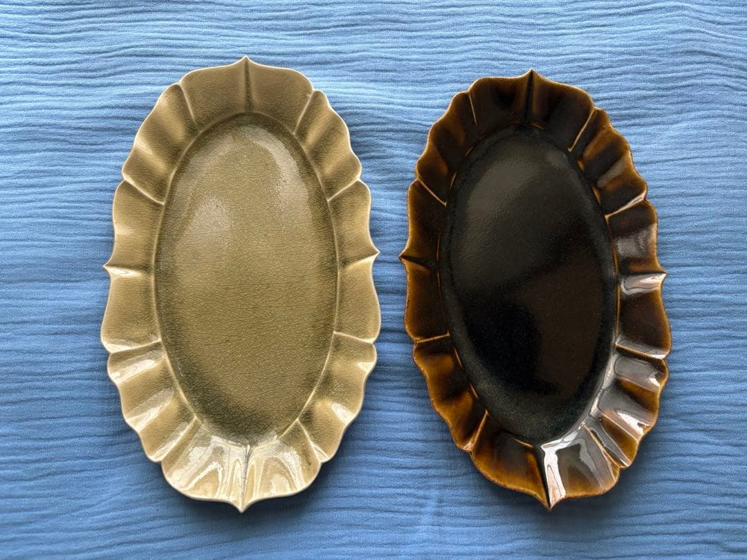 宮田竜司さん　楕円　フリル皿 2枚セット