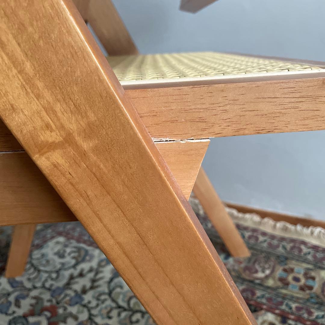 ピエールジャンヌレ　リプロダクト　木製アームチェア ラタン編み　天然木