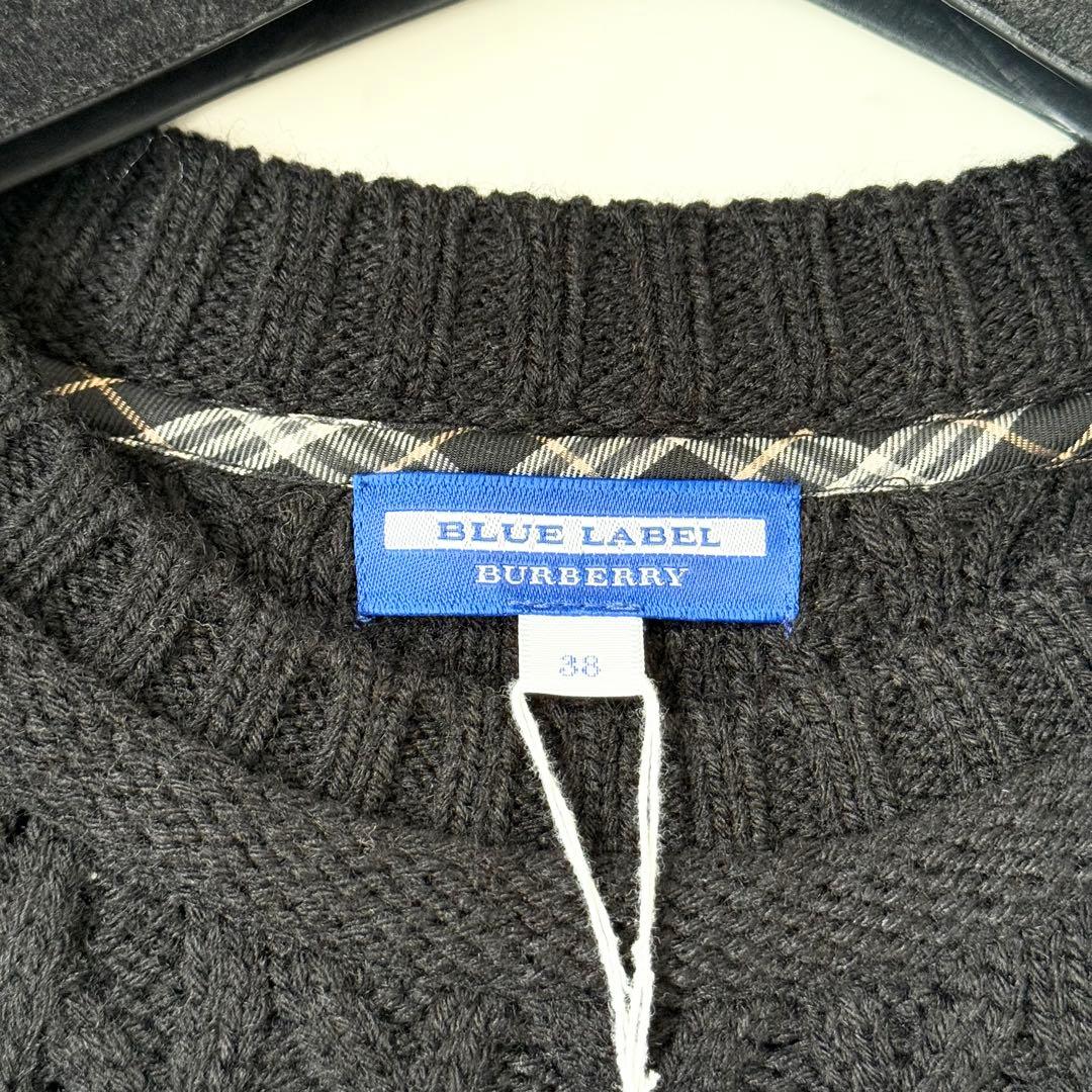 新品❤️BURBERRY BLUE LABEL ケーブルニットワンピース　黒　M