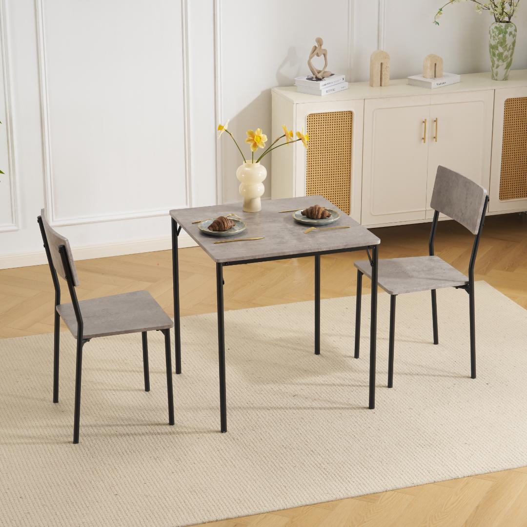 ダイニングセット 二人用 3点セット チェア 2脚テーブル 幅70cm　GRAY