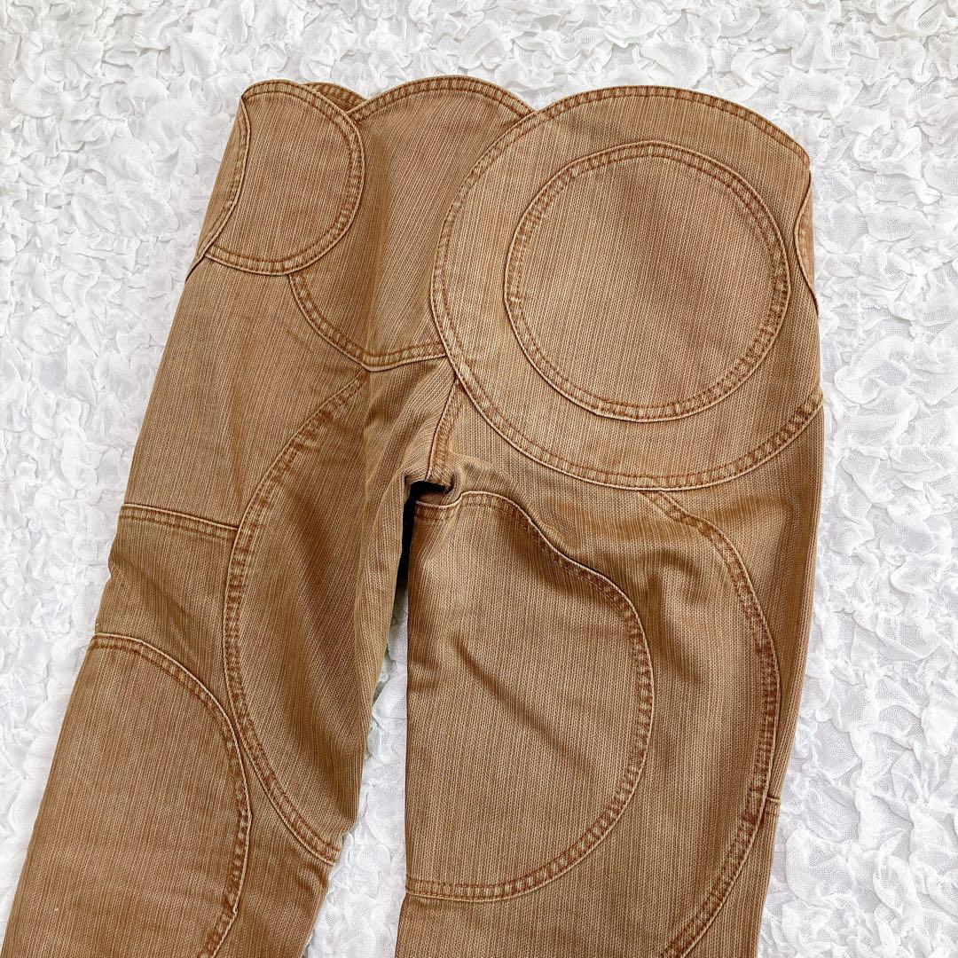 シェアースピリット　デザインパンツ　円形模様　ブラウン系　36