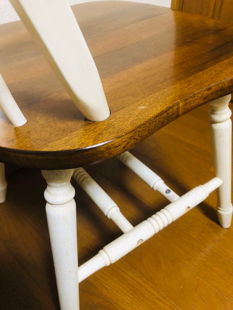 ホワイト　カントリー　ウィンザーチェア　木製ダイニングチェア2脚セット