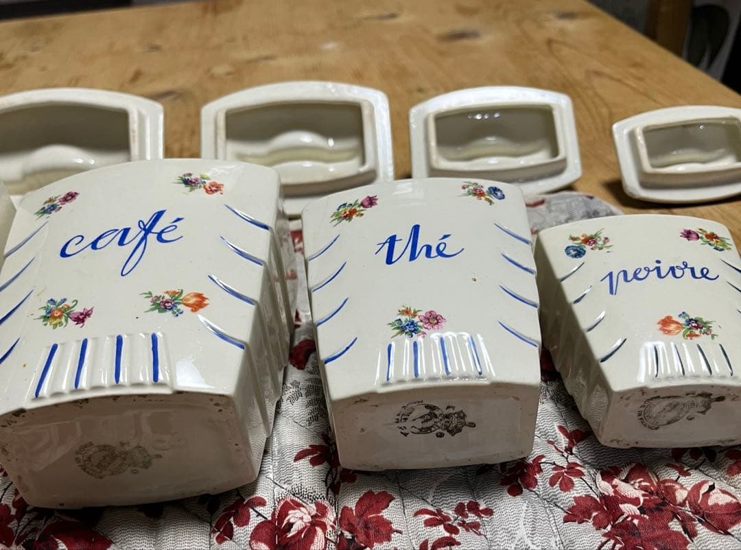 最終値下フランスアンティーク　リュネヴィル　キャニスター5点セットアールデコ様式