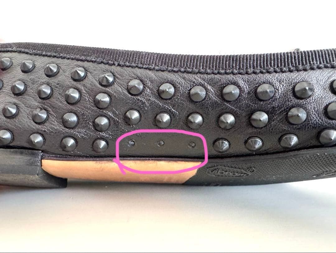 GUCCI ゴムスタッズ付きフラットシューズ ブラック美品