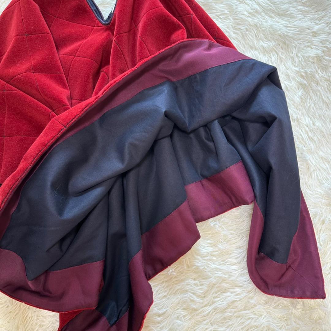 ミナペルホネン✨モスタイル ポンチョ ボルドー ワインレッド