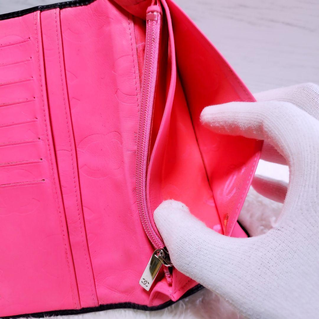 CHANEL✨ シャネル 二つ折り 財布 カンボンライン ココマーク ピンク 黒