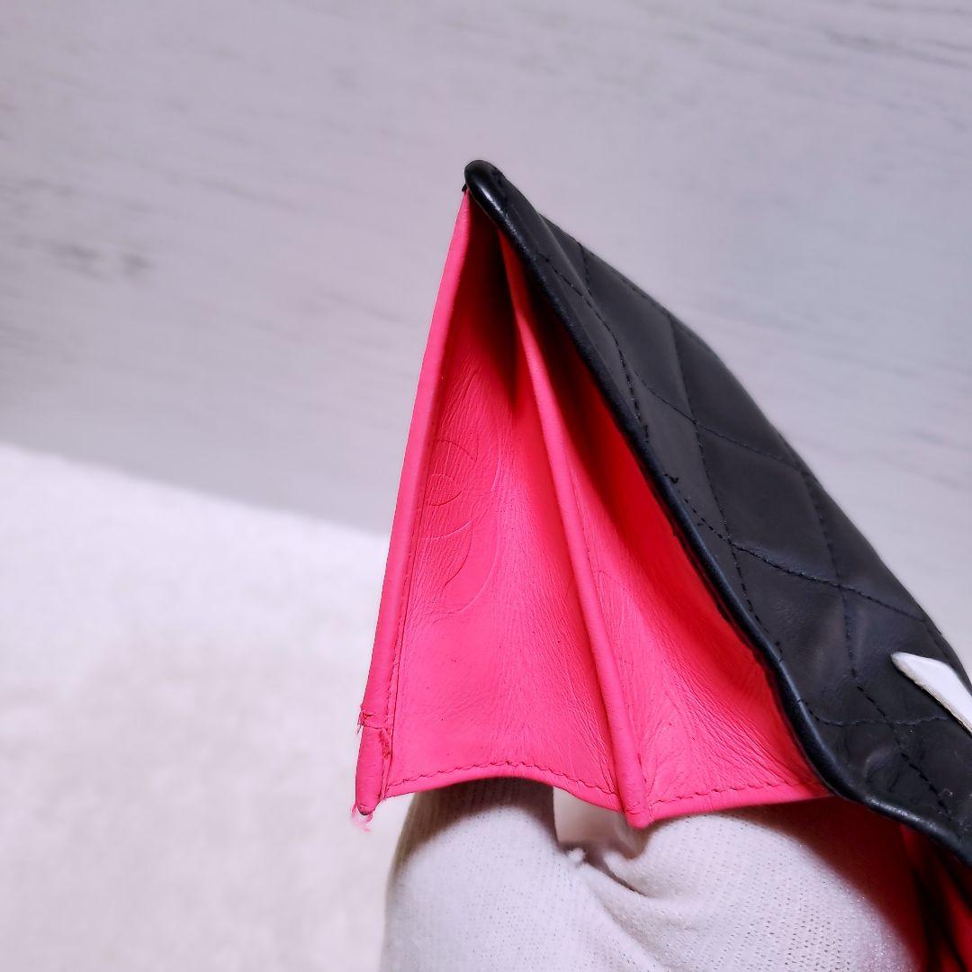 CHANEL✨ シャネル 二つ折り 財布 カンボンライン ココマーク ピンク 黒