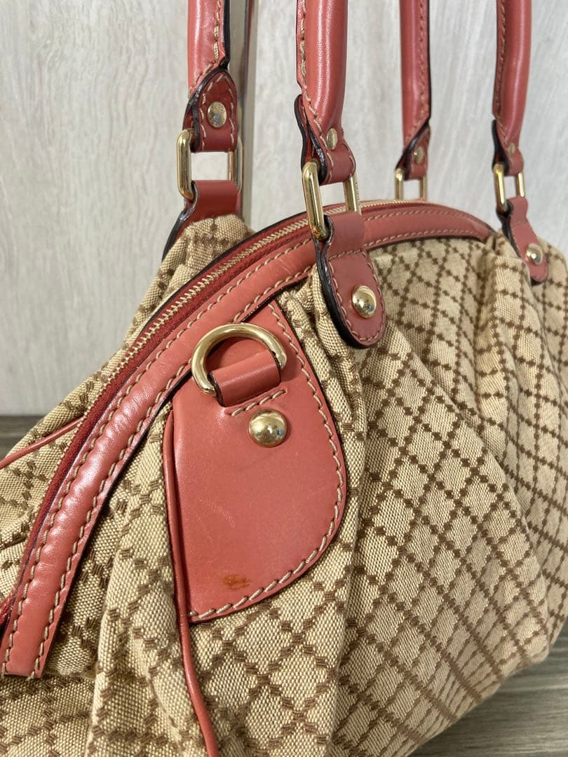 グッチ　ディアマンテ　2way トートバッグ キャンバス　インターロッキング