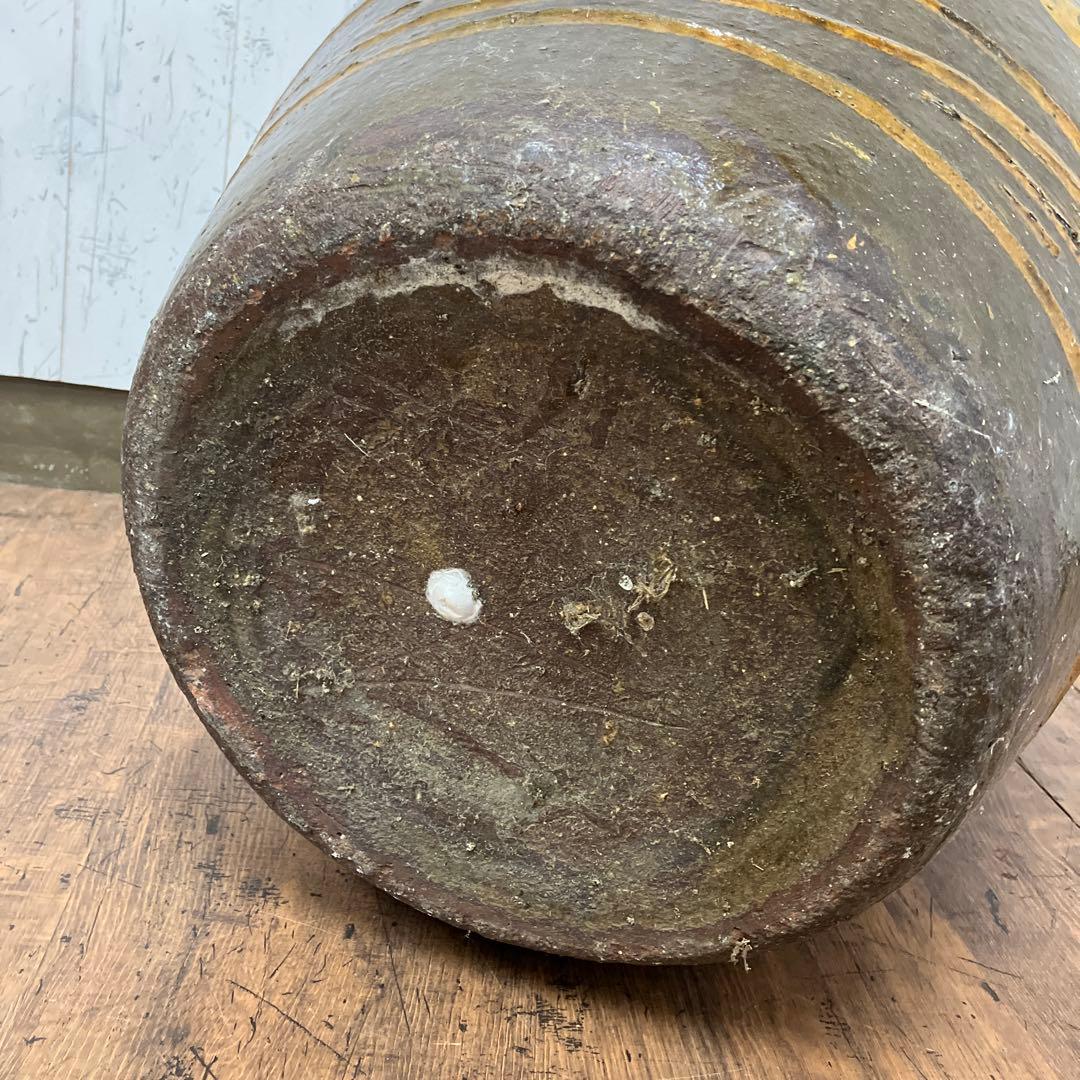 C-壁 昭和レトロ 龍模様 火鉢 陶器製 アンティーク 壺 甕 龍彫り 古民家