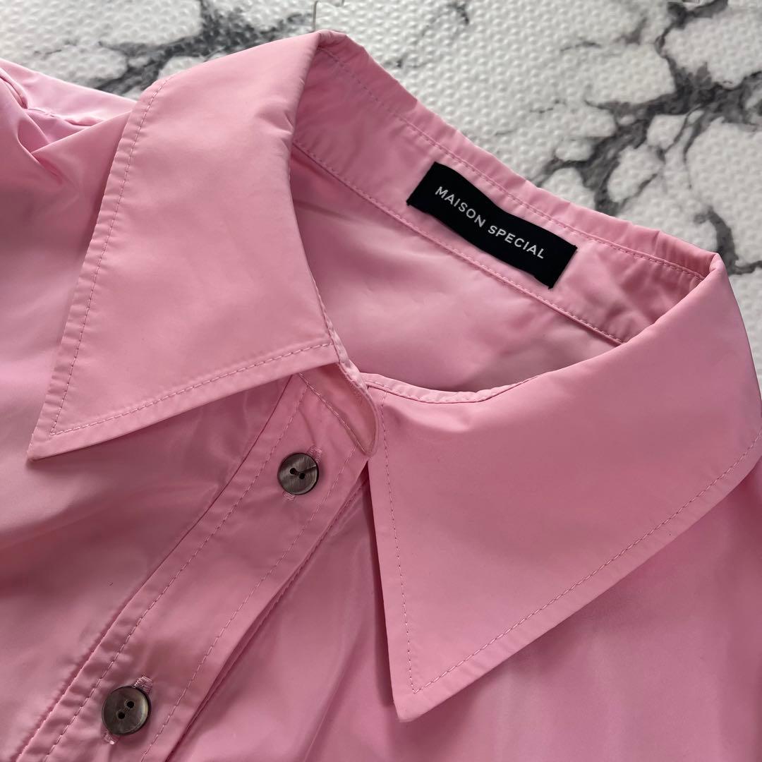 MAISON SPECIAL パフスリーブ 2WAYタフタシャツ　ギャザー