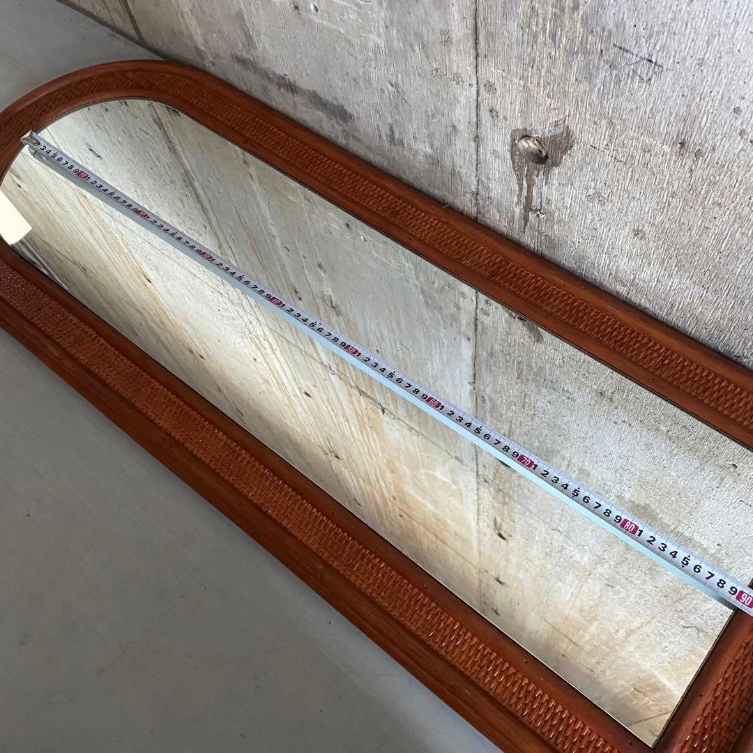 ラタン　籐　ウォールミラー　姿見　ヴィンテージ