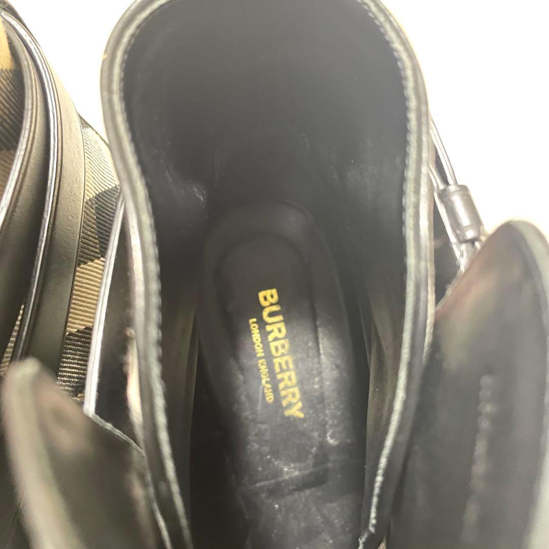 現行モデル BURBERRY バーバリー チェック＆レザー ヒールブーツ
