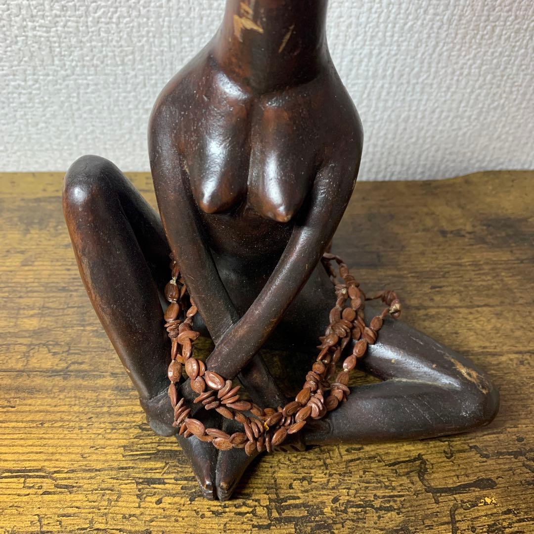 E-4 【希少】アフリカン プリミティブ アート 木彫り彫像 女性像 エスニック