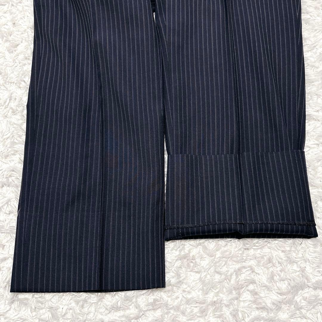 シルク混✨バーバリーロンドン セットアップ スーツ ストライプ AB4 ネイビー