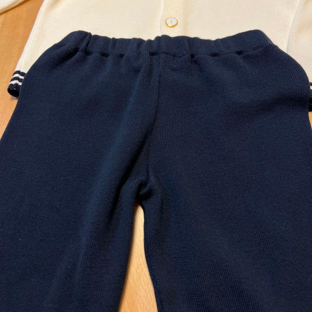 新品タグ付き　ミキハウス　定番の白×紺セーラーニットフォーマルセットアップ110