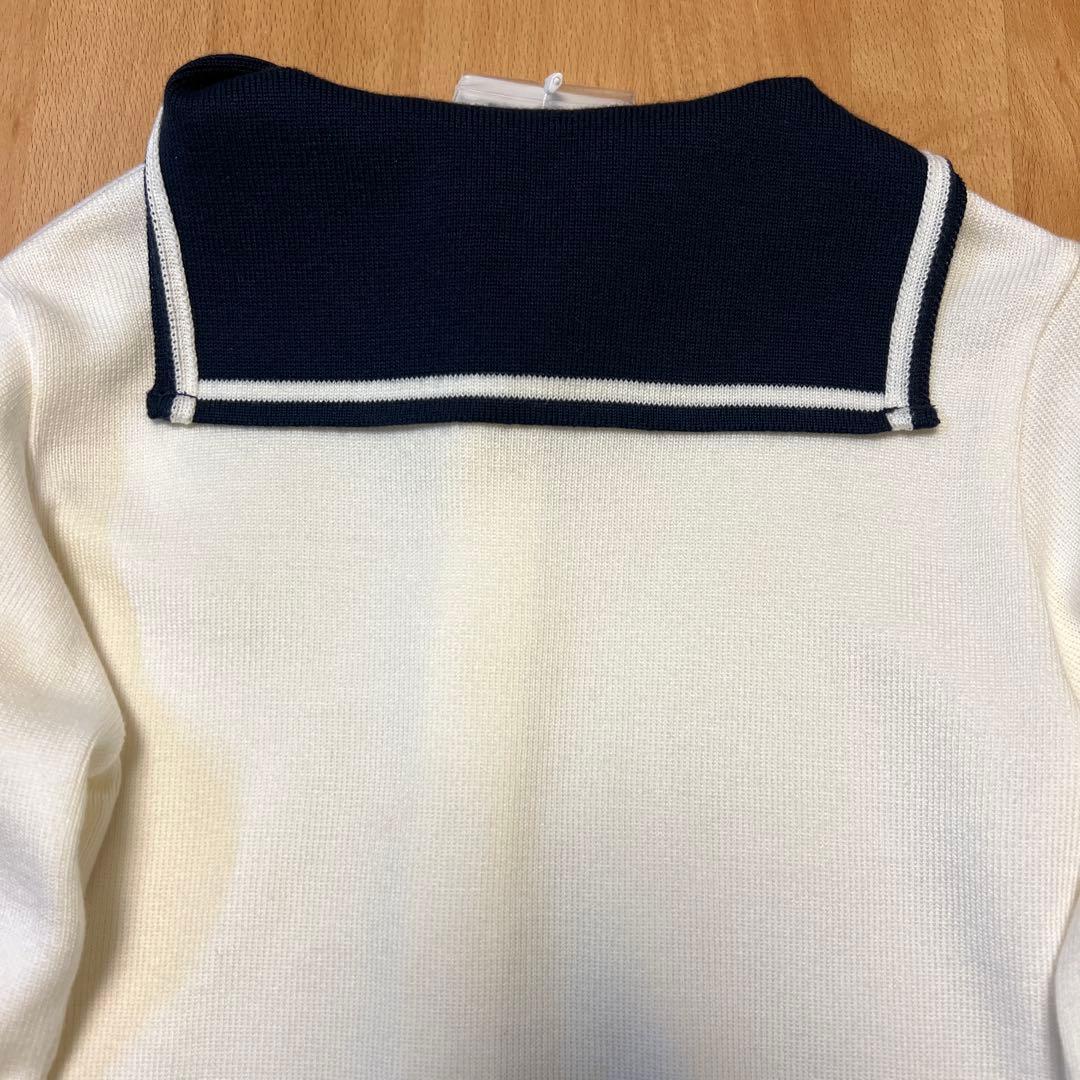 新品タグ付き　ミキハウス　定番の白×紺セーラーニットフォーマルセットアップ110