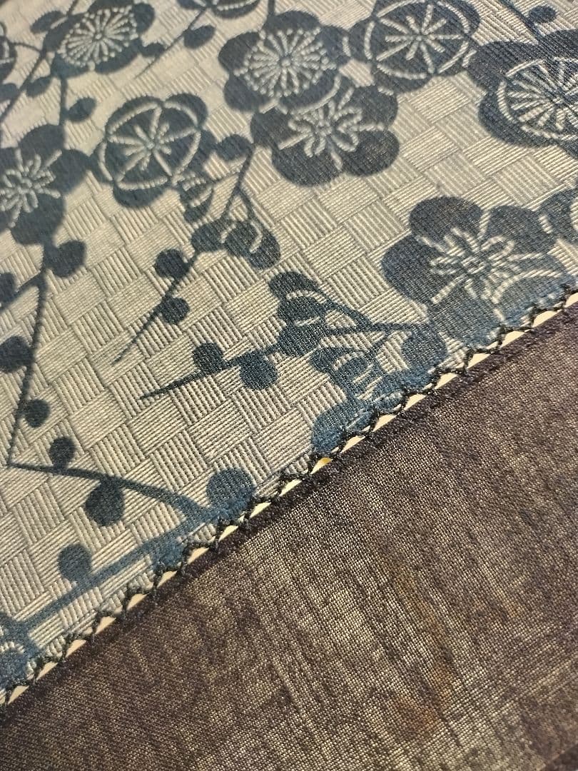 新品　藍染布地の日傘　麻　白木手元 　日本製　長傘　和傘