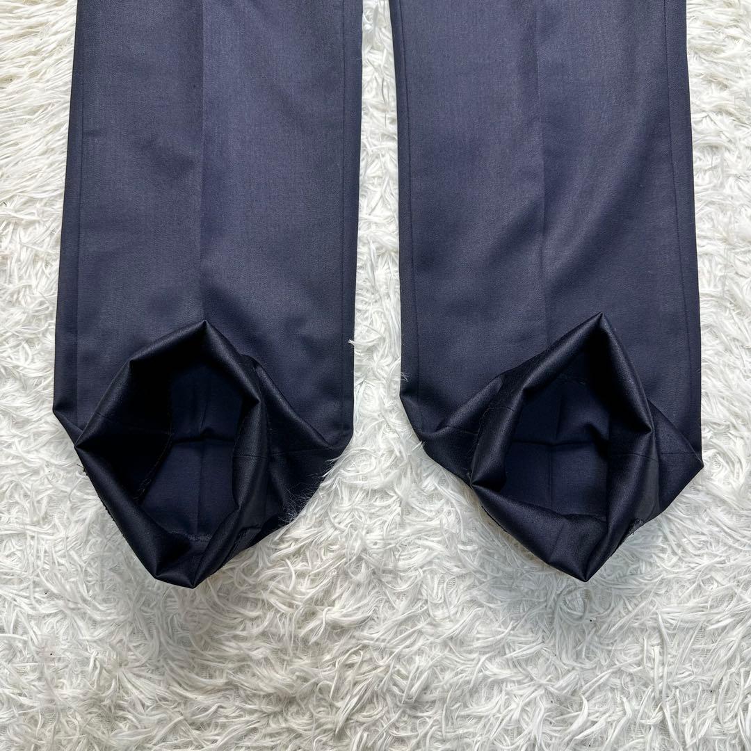 極美品 スーツセレクト 3ピース シルク混 光沢 リバーシブルジレネイビー A6