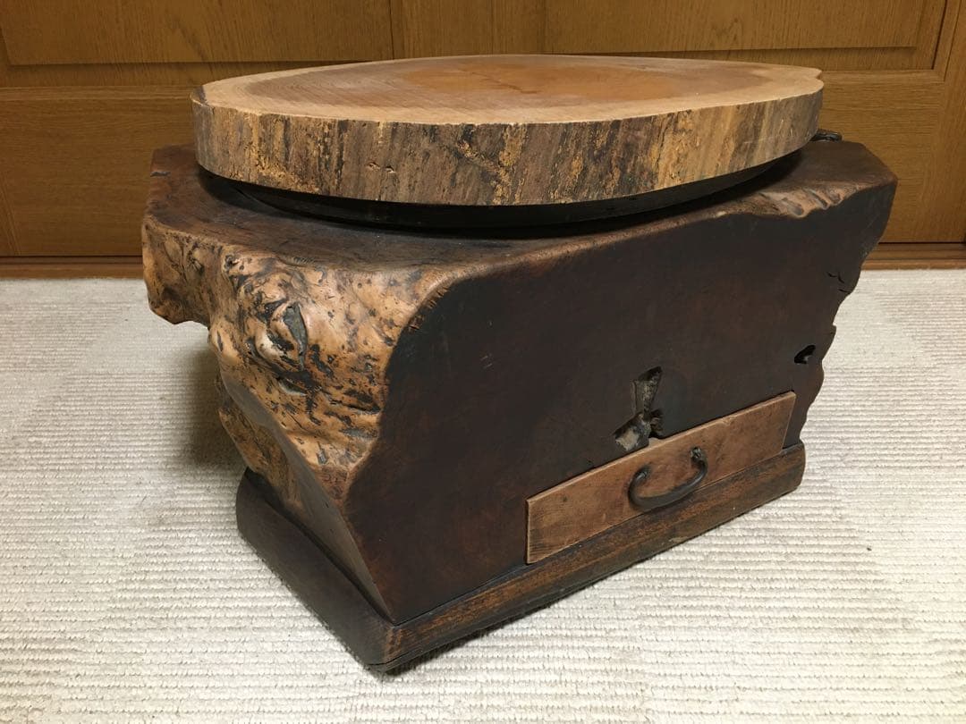 アンティーク 一本丸太削り出し 無垢材 火鉢 囲炉裏 古家具 古道具 蔵出し