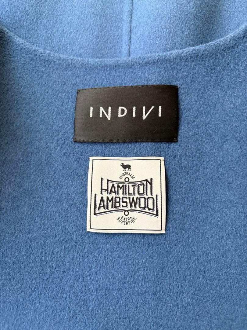 INDIVI ノーカラーリバーショートコート